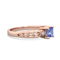 Tanzanite Filligree Scroll Square 14K Rose Gold ring R2430