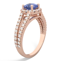 Tanzanite Pave Halo 14K Rose Gold ring R5490