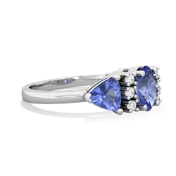 Tanzanite Antique Style Three Stone 14K White Gold ring R2186