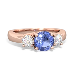 Tanzanite Diamond Three Stone Round Trellis 14K Rose Gold ring R4018