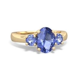 Tanzanite Three Stone Oval Trellis 14K Yellow Gold ring R4024