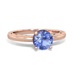 Tanzanite Milgrain Filigree 14K Rose Gold ring R5090