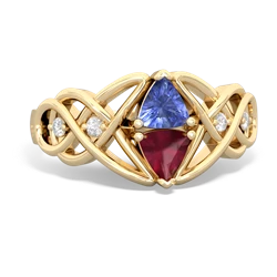 Tanzanite Keepsake Celtic Knot 14K Yellow Gold ring R5300