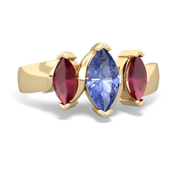 Tanzanite Three Peeks 14K Yellow Gold ring R2433