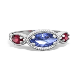 Tanzanite Milgrain Marquise 14K White Gold ring R5700