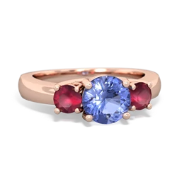 Tanzanite Three Stone Round Trellis 14K Rose Gold ring R4018