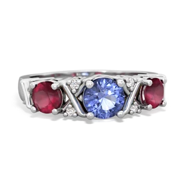 Tanzanite Hugs And Kisses 14K White Gold ring R5016