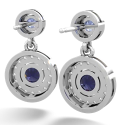 Tanzanite Halo Dangle 14K White Gold earrings E5319