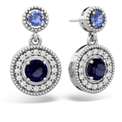 Tanzanite Halo Dangle 14K White Gold earrings E5319