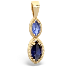 Tanzanite Antique-Style Halo 14K Yellow Gold pendant P5700