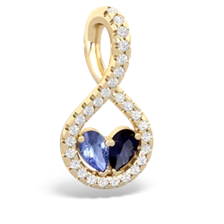 Tanzanite Pave Twist 'One Heart' 14K Yellow Gold pendant P5360