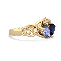 Tanzanite 'One Heart' Celtic Knot Claddagh 14K Yellow Gold ring R5322