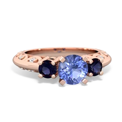 Tanzanite Art Deco Eternal Embrace Engagement 14K Rose Gold ring C2003