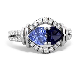 Tanzanite Art-Deco Keepsake 14K White Gold ring R5630