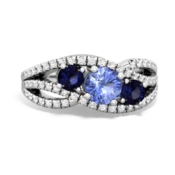 Tanzanite Three Stone Aurora 14K White Gold ring R3080