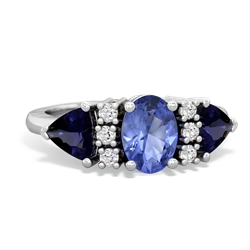 Tanzanite Antique Style Three Stone 14K White Gold ring R2186