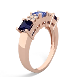 Tanzanite Three Stone Diamond Cluster 14K Rose Gold ring R2592