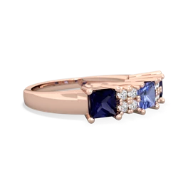 Tanzanite Three Stone Diamond Cluster 14K Rose Gold ring R2592