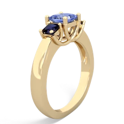 Tanzanite Three Stone Trellis 14K Yellow Gold ring R4015