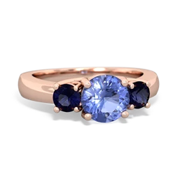 Tanzanite Three Stone Round Trellis 14K Rose Gold ring R4018