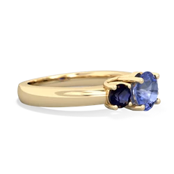 Tanzanite Three Stone Round Trellis 14K Yellow Gold ring R4018