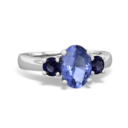 Tanzanite Three Stone Oval Trellis 14K White Gold ring R4024