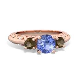 Tanzanite Art Deco Eternal Embrace Engagement 14K Rose Gold ring C2003