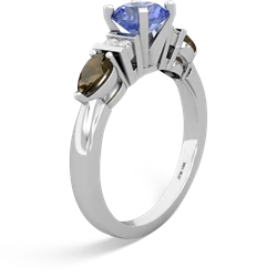 Tanzanite 6Mm Round Eternal Embrace Engagement 14K White Gold ring R2005