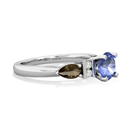 Tanzanite 6Mm Round Eternal Embrace Engagement 14K White Gold ring R2005