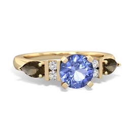 Tanzanite 6Mm Round Eternal Embrace Engagement 14K Yellow Gold ring R2005