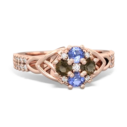 Tanzanite Celtic Knot Cluster Engagement 14K Rose Gold ring R26443RD