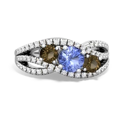 Tanzanite Three Stone Aurora 14K White Gold ring R3080