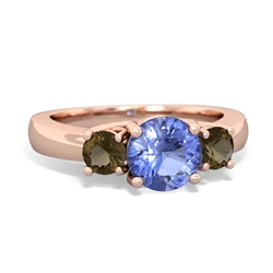 Tanzanite Three Stone Round Trellis 14K Rose Gold ring R4018