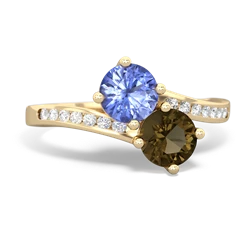 Tanzanite Channel Set Two Stone 14K Yellow Gold ring R5303