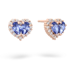 Tanzanite Halo 14K Rose Gold earrings E7008