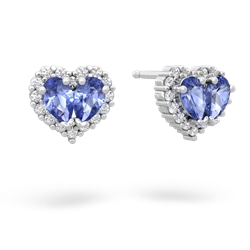 Tanzanite Halo 14K White Gold earrings E7008