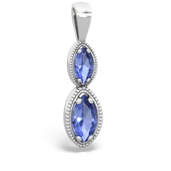 Tanzanite Antique-Style Halo 14K White Gold pendant P5700