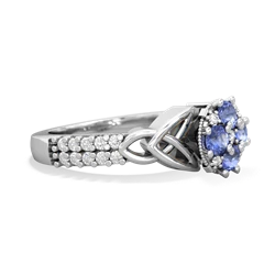 Tanzanite Celtic Knot Cluster Engagement 14K White Gold ring R26443RD