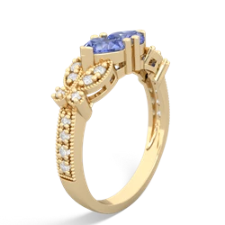 Tanzanite Diamond Butterflies 14K Yellow Gold ring R5601