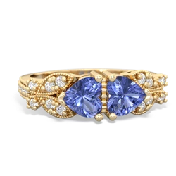 Tanzanite Diamond Butterflies 14K Yellow Gold ring R5601