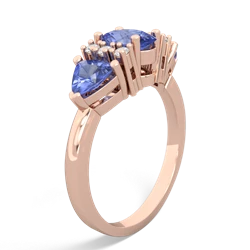 Lab Sapphire Antique Style Three Stone 14K Rose Gold ring R2186