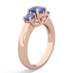 Sapphire Three Stone Round Trellis 14K Rose Gold ring R4018