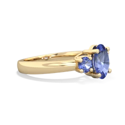 Tanzanite Three Stone Oval Trellis 14K Yellow Gold ring R4024