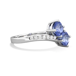 Tanzanite Channel Set Two Stone 14K White Gold ring R5303