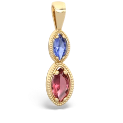 Tanzanite Antique-Style Halo 14K Yellow Gold pendant P5700