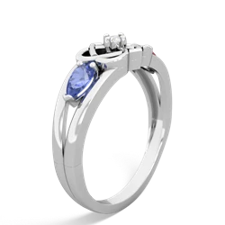 Tanzanite Hearts Intertwined 14K White Gold ring R5880