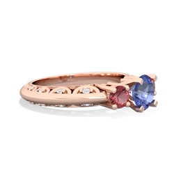 Tanzanite Art Deco Eternal Embrace Engagement 14K Rose Gold ring C2003