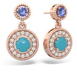 Tanzanite Halo Dangle 14K Rose Gold earrings E5319