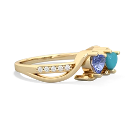 Tanzanite Side By Side 14K Yellow Gold ring R3090