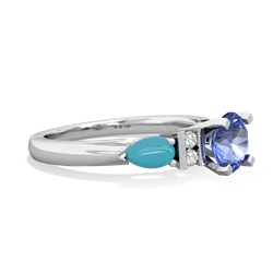 Tanzanite 6Mm Round Eternal Embrace Engagement 14K White Gold ring R2005